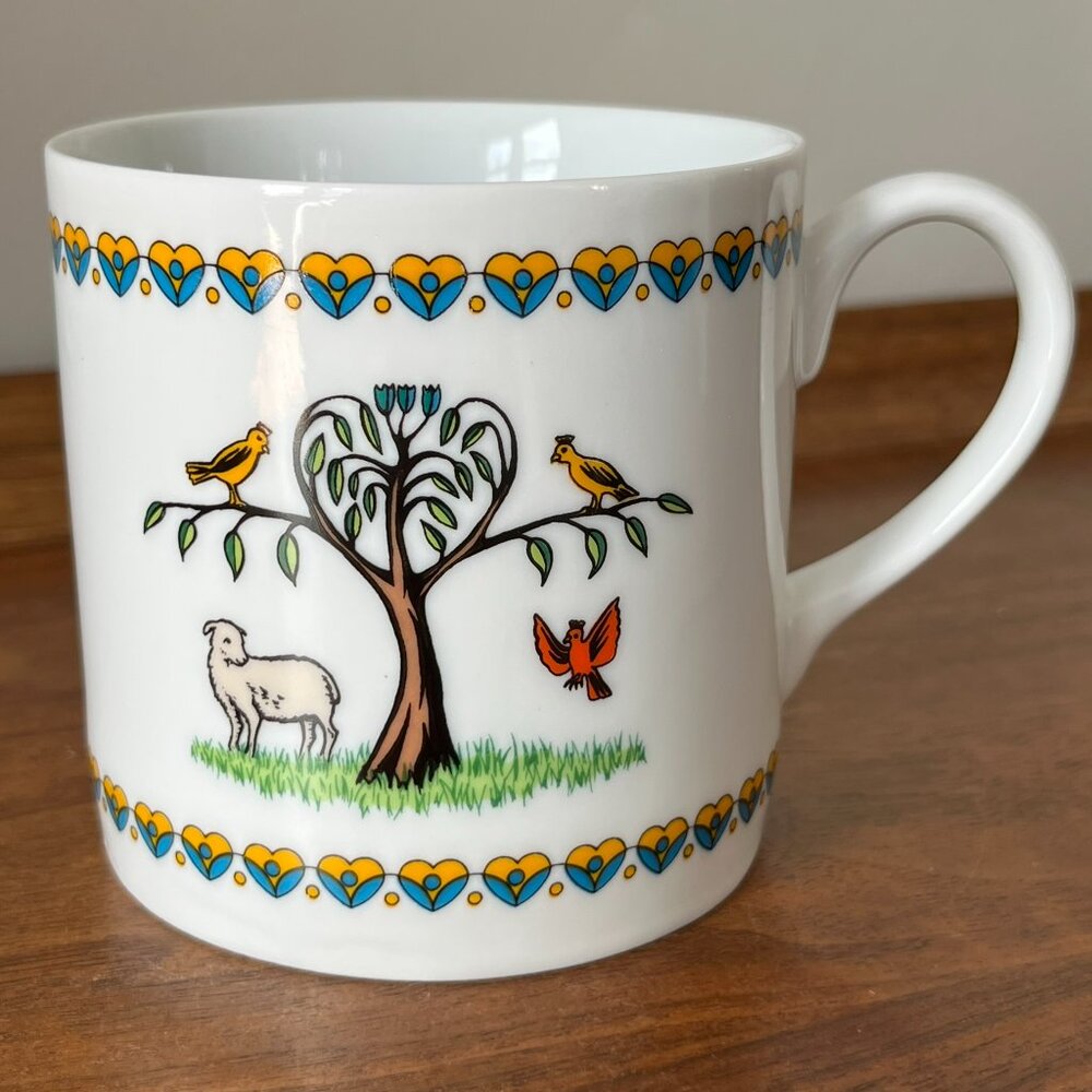 Gevalia Kaffe Swedish Seasons Collection Spring Mug Coffee Cup Birds Lamb Hearts